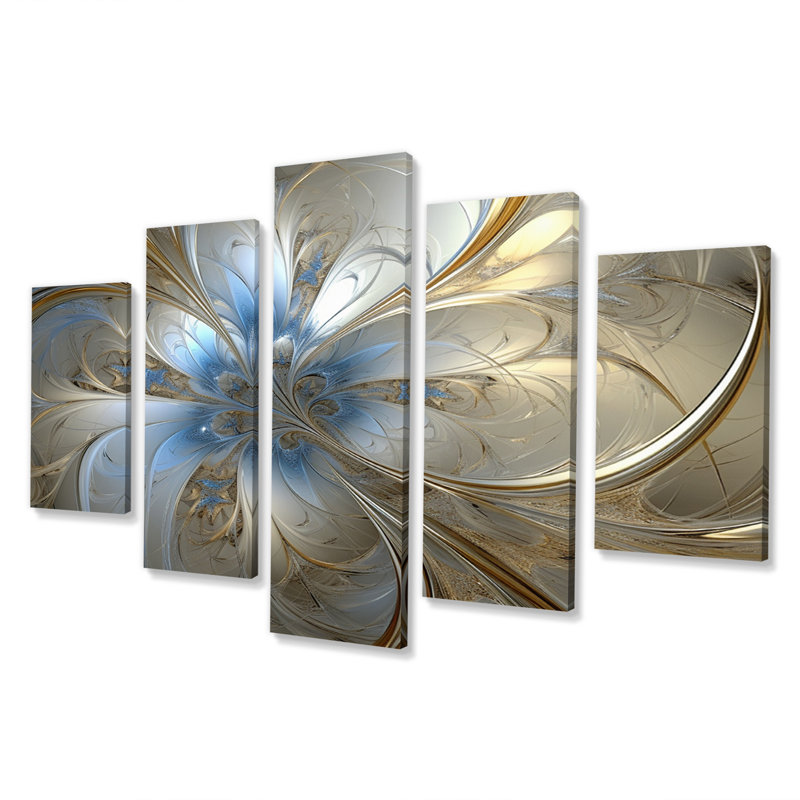 Spirale tourbillonnante Tender Floral - impression sur toile à spirales abstraites - 5 panneaux