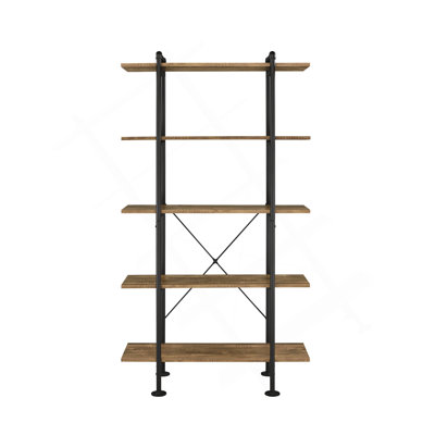 Nefo Rustic Oak & Black Finish Bookshelf