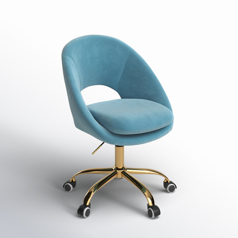 Doreen Velvet Modern Task Chair with Ergonomic Design, Blue Velvet
