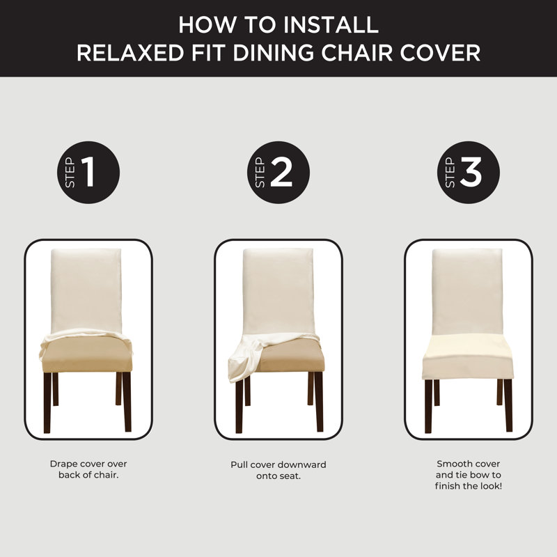 Cream Stretch Pique Short Dining Chair Slipcover