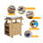 Outdoor Grill Cart with 304 Stainless Steel Top, Solid Wood Rolling Kitchen Island with Drawer, Storage Cabinet, Side Shelves and Lockable Casters for BBQ, Patio and Kitchen-1249933120