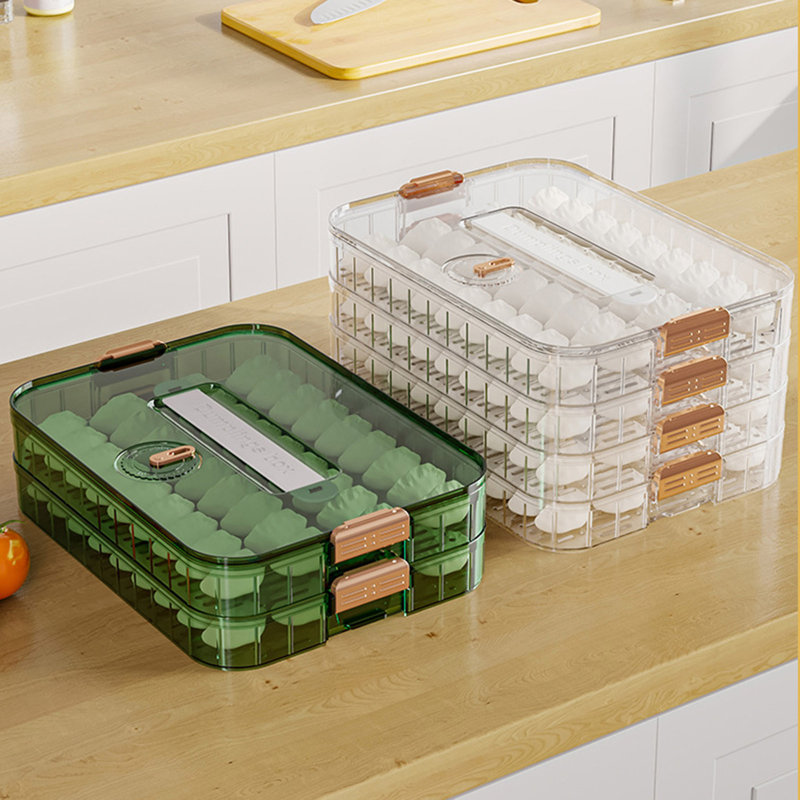 Dumpling Container Refrigerator Storage Box with Transparent Lid Large Capacity Non-Stick Design BPA Free Detachable Food Storage Container
