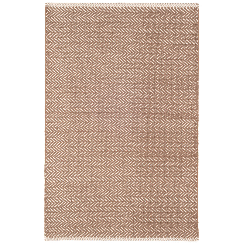 Herringbone Stone Handwoven Cotton Rug, Runner 2'6" x 12'