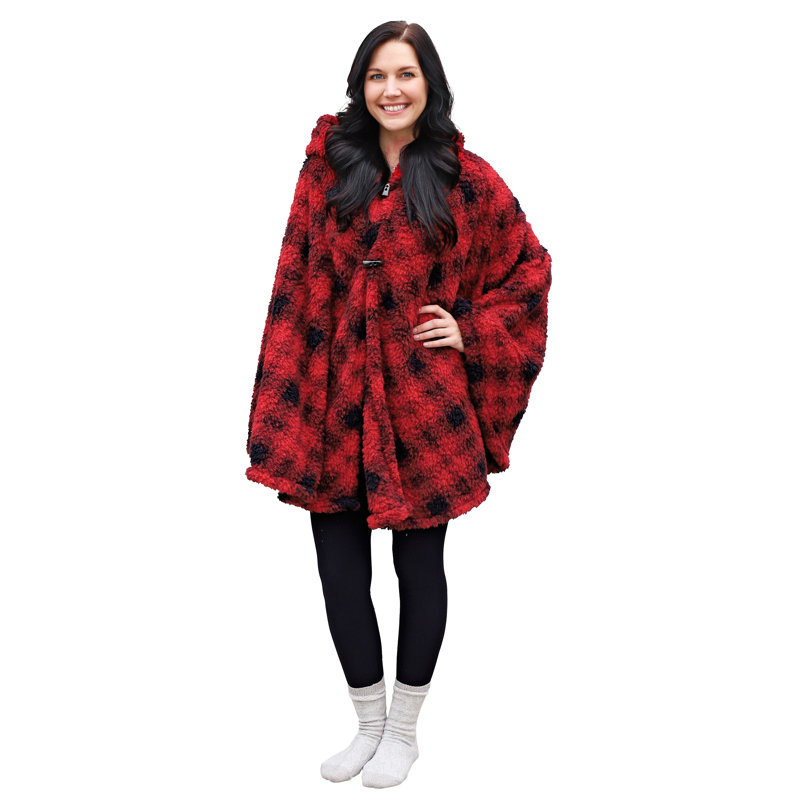 Couverture Catalon Wearable, Cape Poncho, Rouge