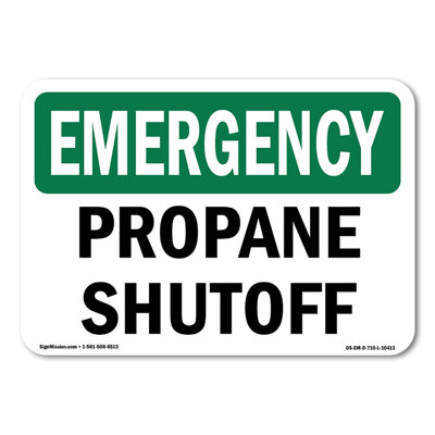 Propane Shutoff Plastic Sign 14" X 10"