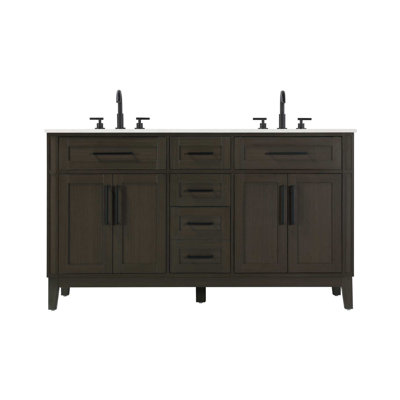 Meuble-lavabo double 60 po en brun moka