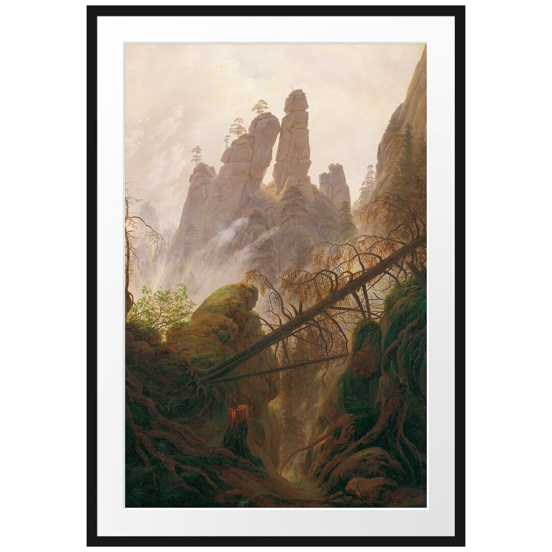 Gerahmter Kunstdruck Rocky Landscape in the Elbe Sandstone von Caspar David Friedrich