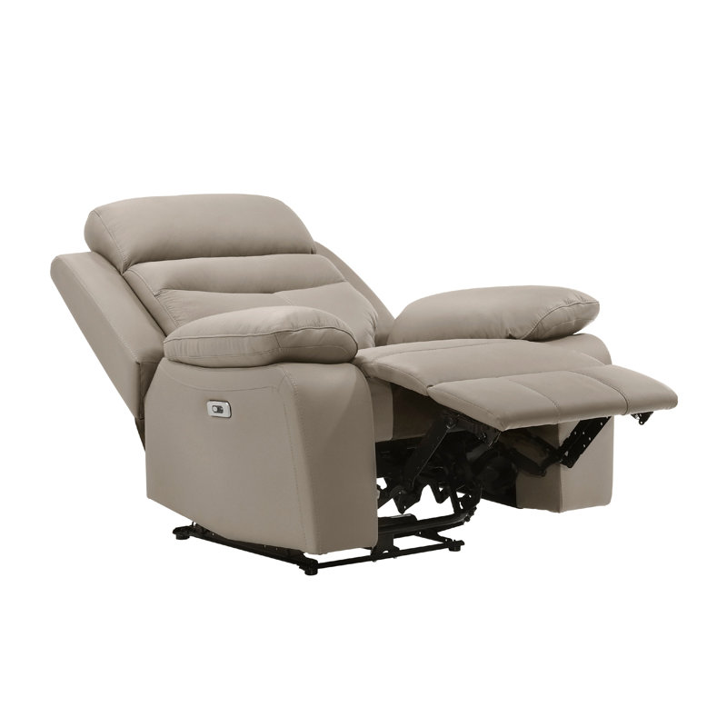 Kaniel 41" Modern Power Top Grain Leather Reclining Chair with USB Charging, One-Touch Control & High-Density Foam