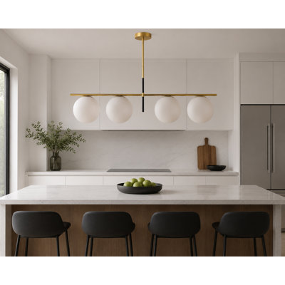 Luminaire suspendu linéaire à 4 lumières pour îlot de cuisine Drake