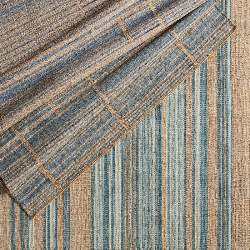 Zoya Striped Area Rug in Brown/Blue, Rectangle 9' x 12'