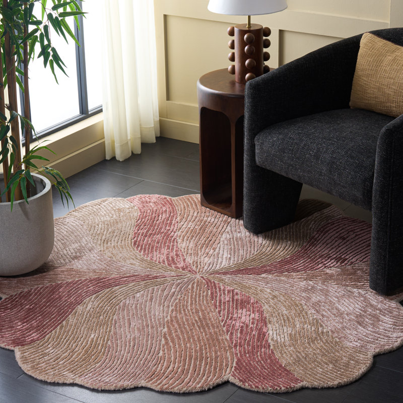 Tapis d'intérieur abstrait en laine, coton et laine touffetée à la main Fifth Avenue, Rond 5 pi