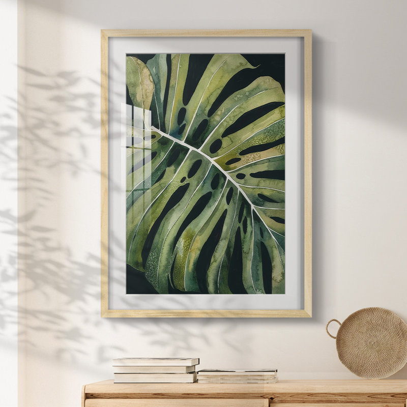 Nocturnal Monstera I - impression encadrée, Naturel, H 28,5 po x l 20,5 po