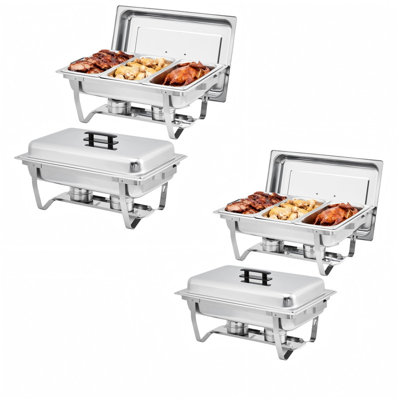 Ensemble de 4 plateaux rectangulaires en acier inoxydable pour la restauration, les mariages et les fêtes à domicile