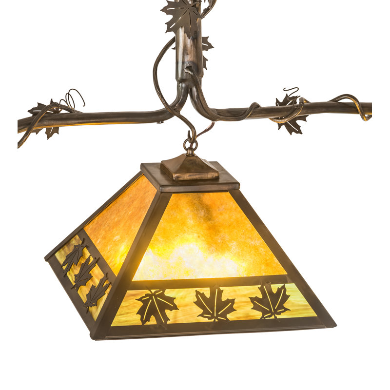Antique Copper Finish 3-Light Globe Island Pendant with Amber Glass