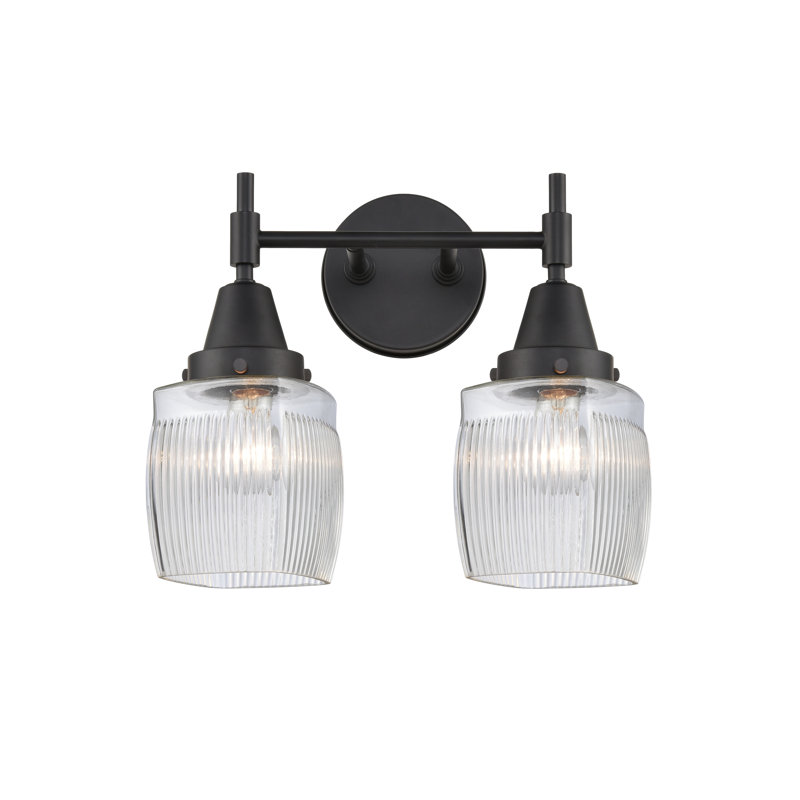 Éclairage pour meuble-lavabo à 2 lumières à intensité variable Gayle, Blanc mat, Ampoule DEL rétro 4 watts, Noir mat