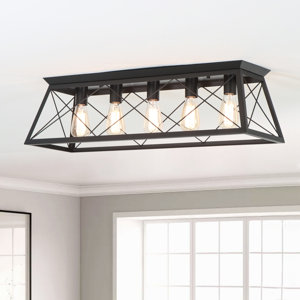 Ciarrai 5-Light Flush Mount Rectangular Ceiling Vintage Farmhouse Style
