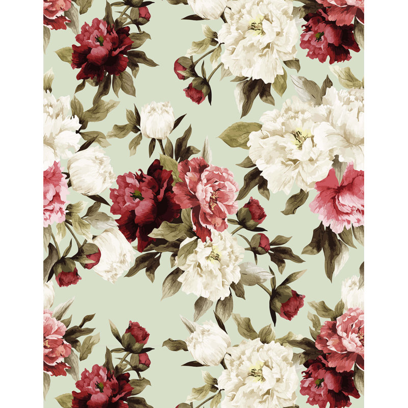 Lecanto 7m x 75cm Matte Painted Floral Wallpaper Roll, Green