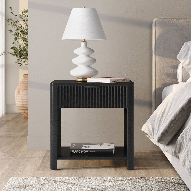Table de chevet rectangulaire Pomona, Grain noir
