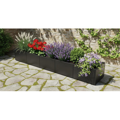 Metal Planter Box for Outdoor Plants, Open Base Design