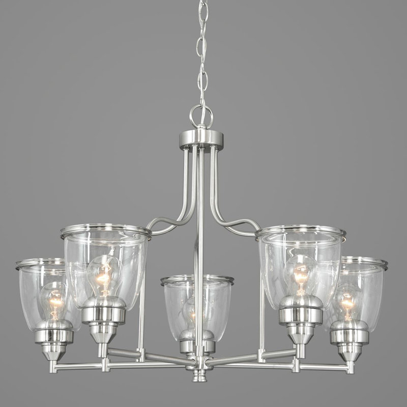 Lustre classique/traditionnel ombré 5 lumières Chaya, Nickel brossé