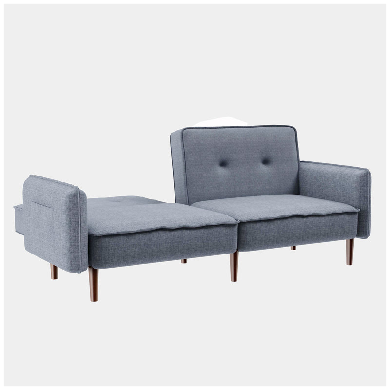 Canapé-lit à accoudoirs encastrés 75 po Gismondine, 100 % polyester gris