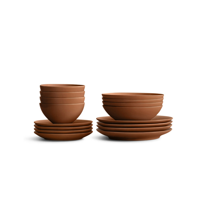 The Core 16-Piece Ceramic Dinnerware Set, Orange