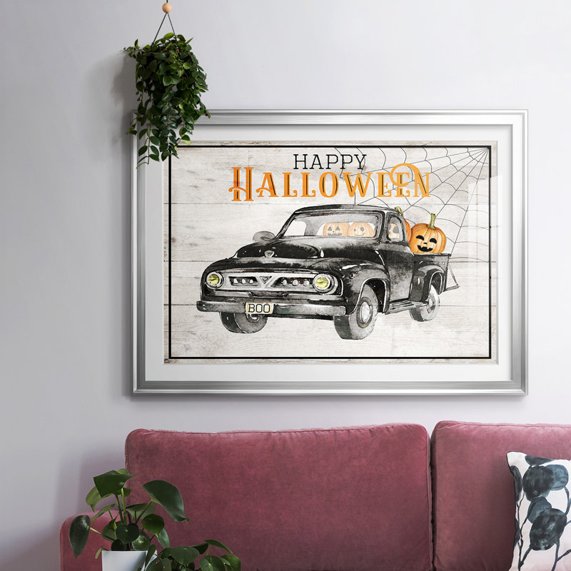 Happy Halloween, impression sur papier encadrée, Argent, H 15 po x l 21 po x P 1,5 po