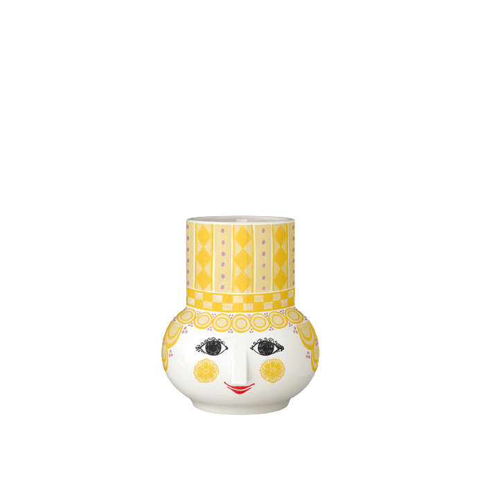 Olga Candlestick, Yellow, 3.5" H x 3.1" W x 3.5 D