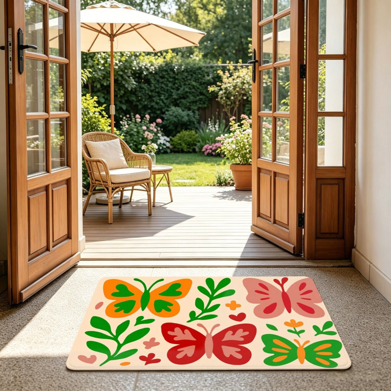 Tapis floral multicolore 24 po x 36 po pour l'extérieur et l'intérieur