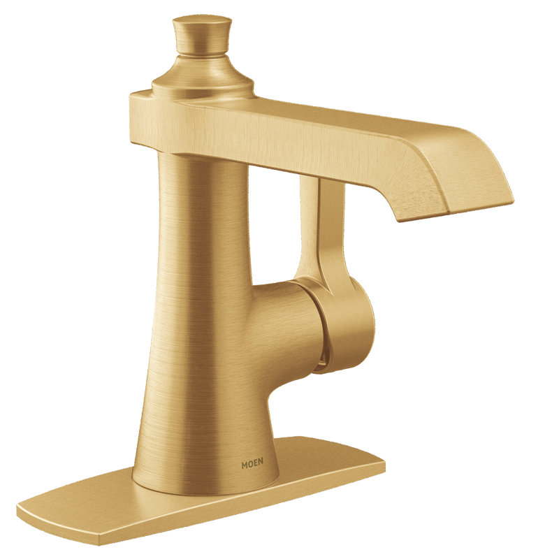 Flara Single Hole Bathroom Faucet with Drain Assembly, Brushed Gold