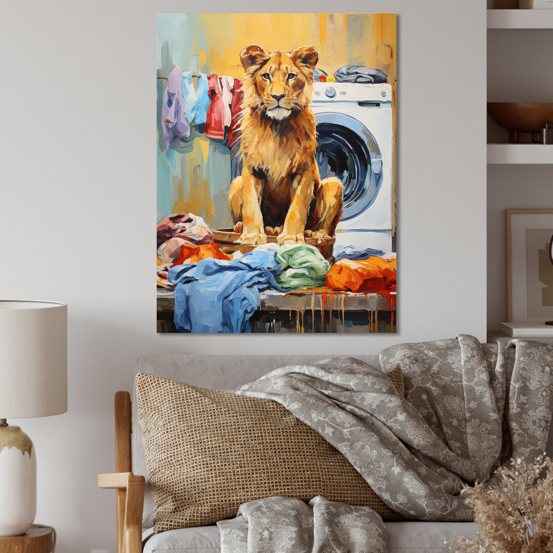 Lions Laundry Duty - Art mural en métal, H 20 po x l 12 po x P 1 po