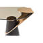 Table de bout ronde à piédestal en acier inoxydable et bois massif 22 po