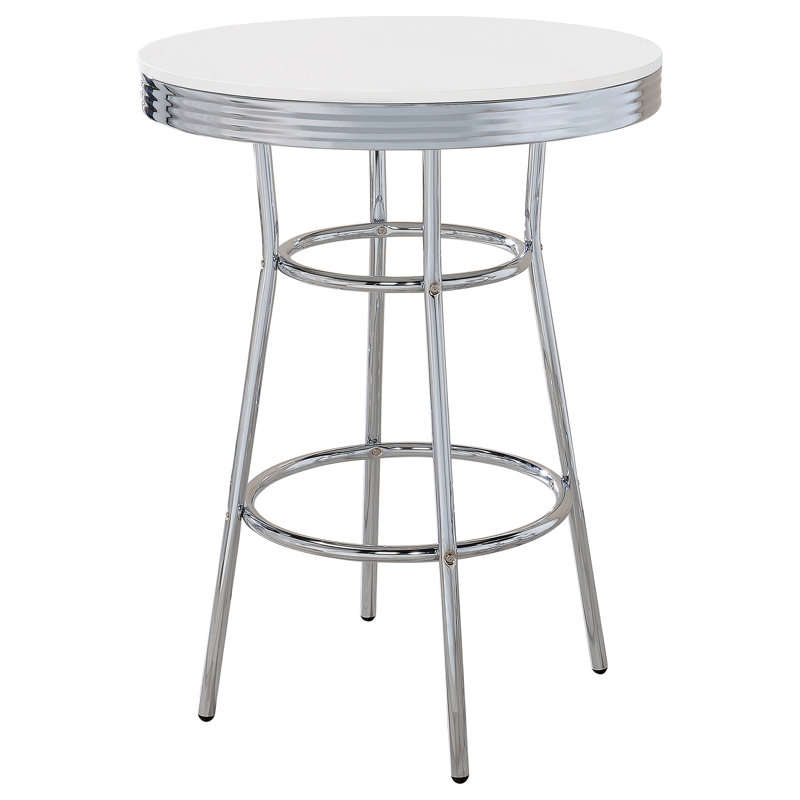 Hagert Round Metal Base Dining Table, White