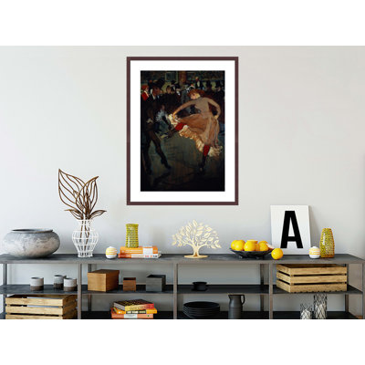 La danse au Moulin Rouge: détail montrant Valentin Desosse (le «désossé») sur la gauche dansant avec une fille avec des bas rouges par Henri de Toulouse-Lautrec - Impression Giclée sur cadre