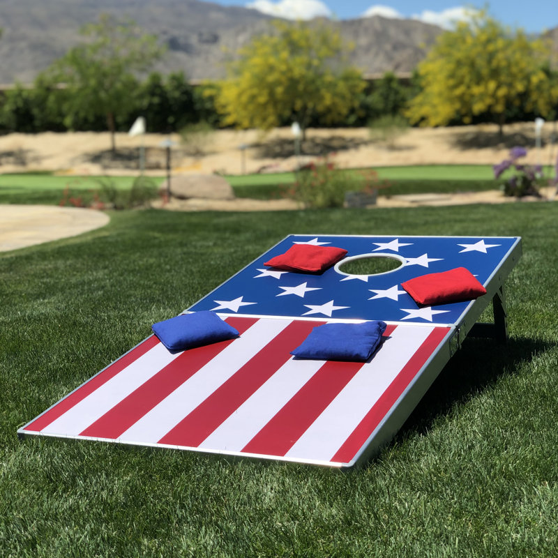 Ensemble de jeu de cornhole format réglementaire 4 pi x 2 pi avec drapeau américain