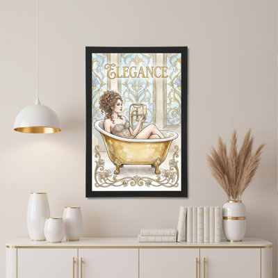 Femme élégante dans une baignoire, toile tendue sur châssis, ensemble de 1