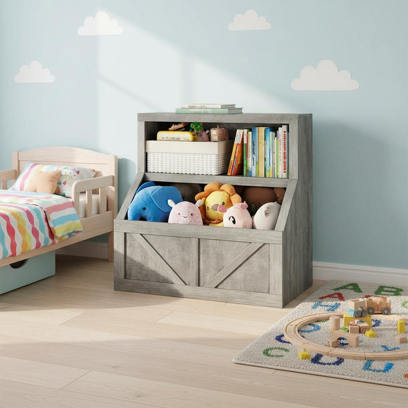 Sturdy Wooden Kids Bookshelf with Cubby Storage Cabinet, Toy Organizer & Anti-Tip Safety - Ideal for Playroom, Nursery, Bedroom & Study Area