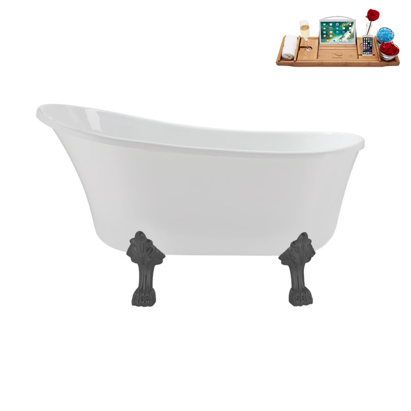 51.2'' x 25.6'' Soaking Acrylic Bathtub, Brushed Gun Metal, Brushed Gun Metal