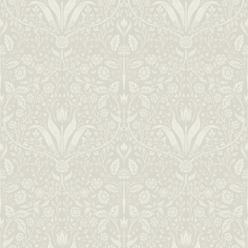 Floral Wallpaper Double Roll, Beige/Off-White
