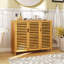 Organisateur de rangement pour armoire de salle de bain en bambou à 3 portes avec tablettes naturelles
