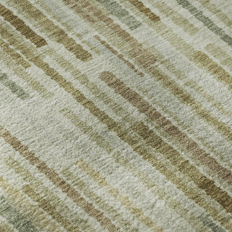 Premium Machine Washable Mayfield AMF2102 Striped Rug, 2'3" x 7'6" Runner, Khaki