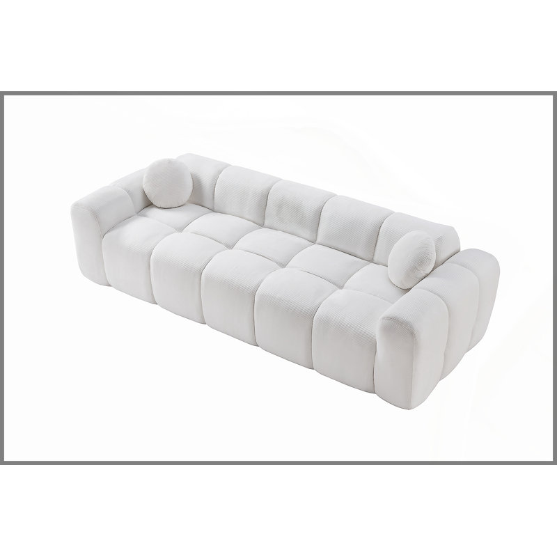 Très grand canapé à compression 98,4 po, canapé en velours côtelé nuage pour le salon, canapé rembourré 4 places avec 2 coussins, emballage sous vide facile à déplacer pour les petits espaces, appartement, studio