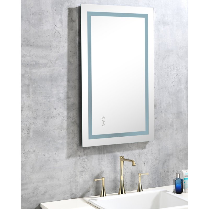 Miroir de salle de bain 36 po x 24 po avec lumières avant et arrière, brouillard, intensité variable, 3 réglages de couleur, pour le maquillage, les soins de la peau, le rasage, la fonction de brouillard à intensité variable