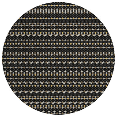 Tapis intérieur lavable rayé noir et taupe 8 pi