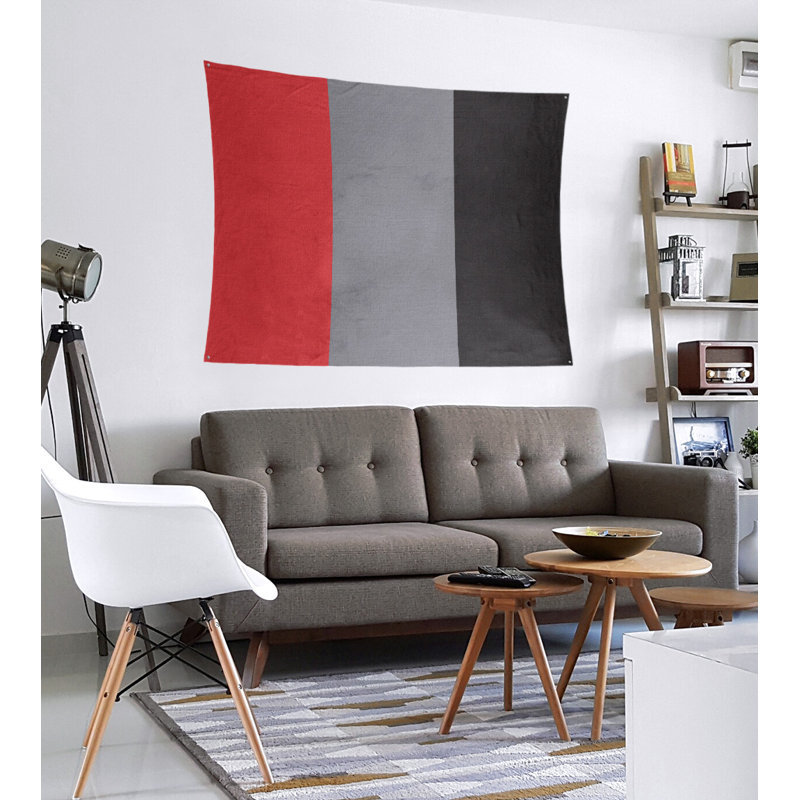 Tapisserie en polyester Carolina, H 68 po x l 80 po, Rouge / gris mat / noir