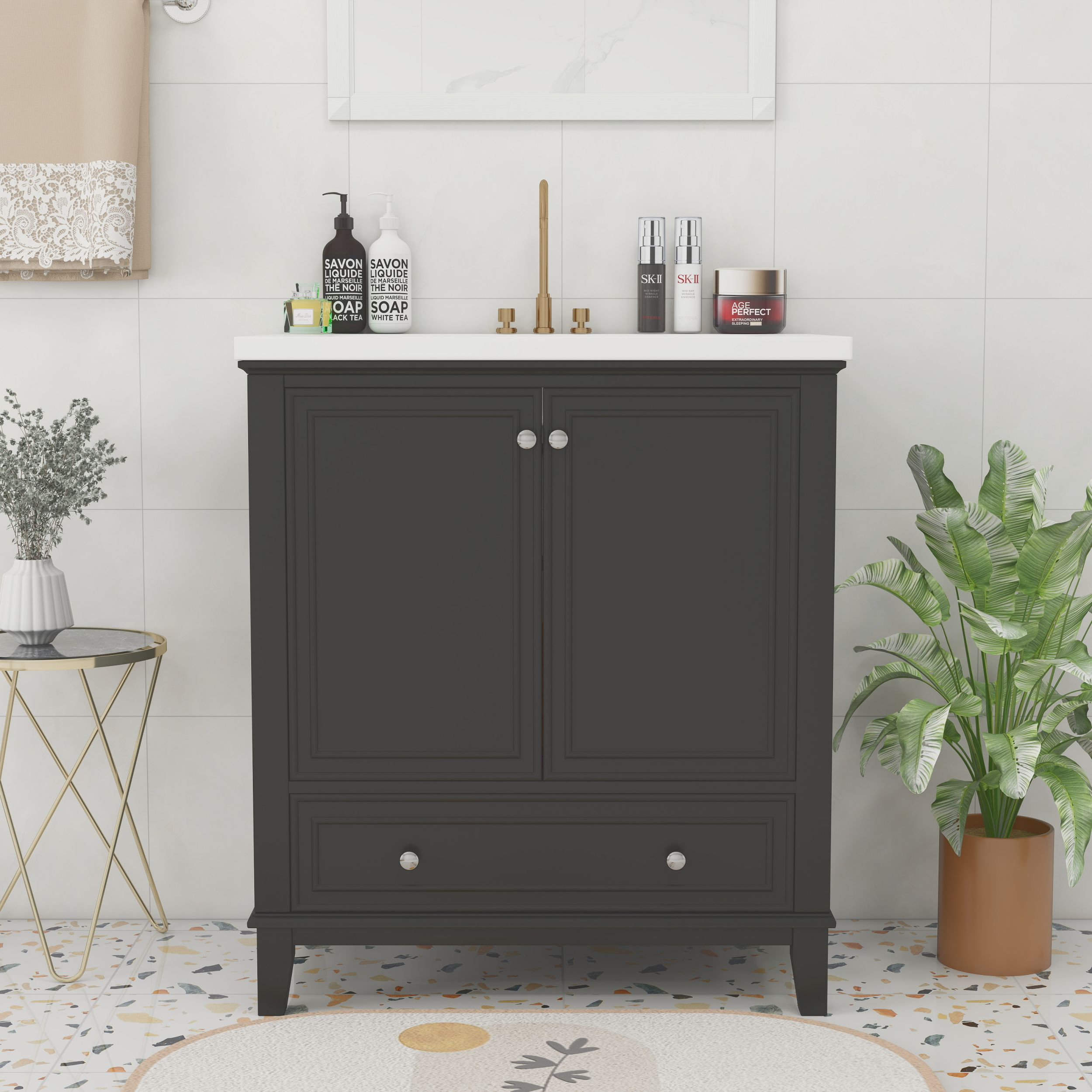 Ebern Designs Cassatt 30'' Single Bathroom Vanity with Ceramic Top ...