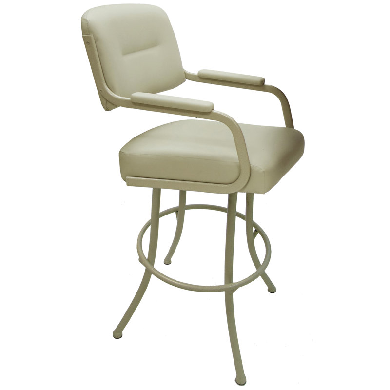 Tabouret pivotant Hildebran, Beige, Vinyle, Très haute (assise de 34 po de hauteur)