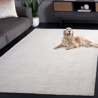 Tapis ivoire / polyester / laine en laine tissé à la main Nicoe