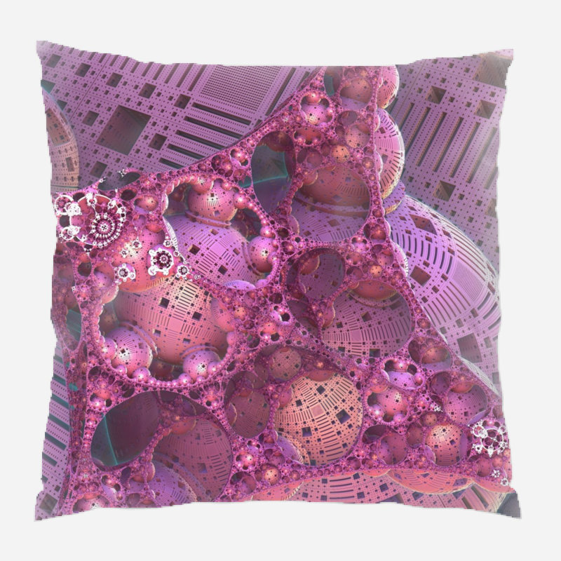 Fractal Geometric Microsuede Reversible Throw Pillow