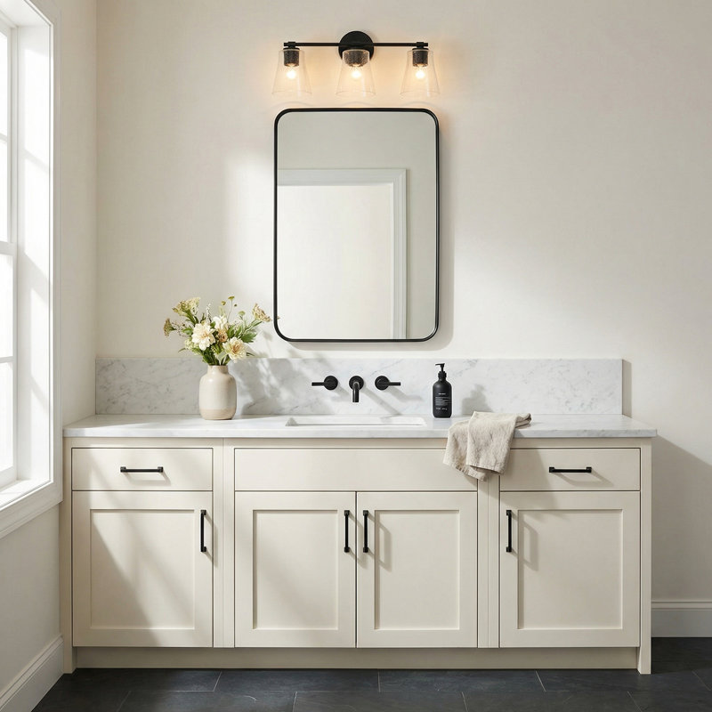 3 - Light Dimmable Vanity Light, Matte Black